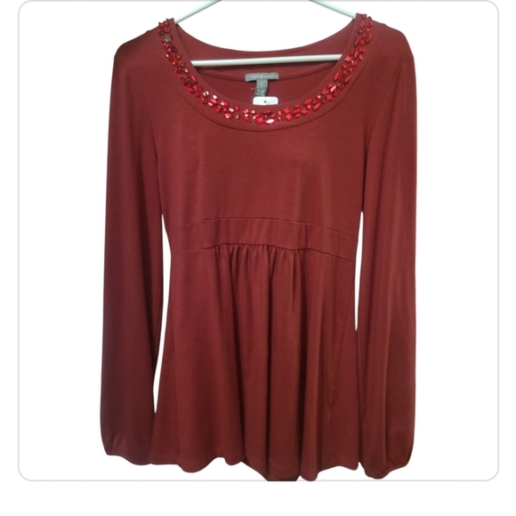 Apt. 9 Tops - Red long sleeve top with sparkles medium EUC